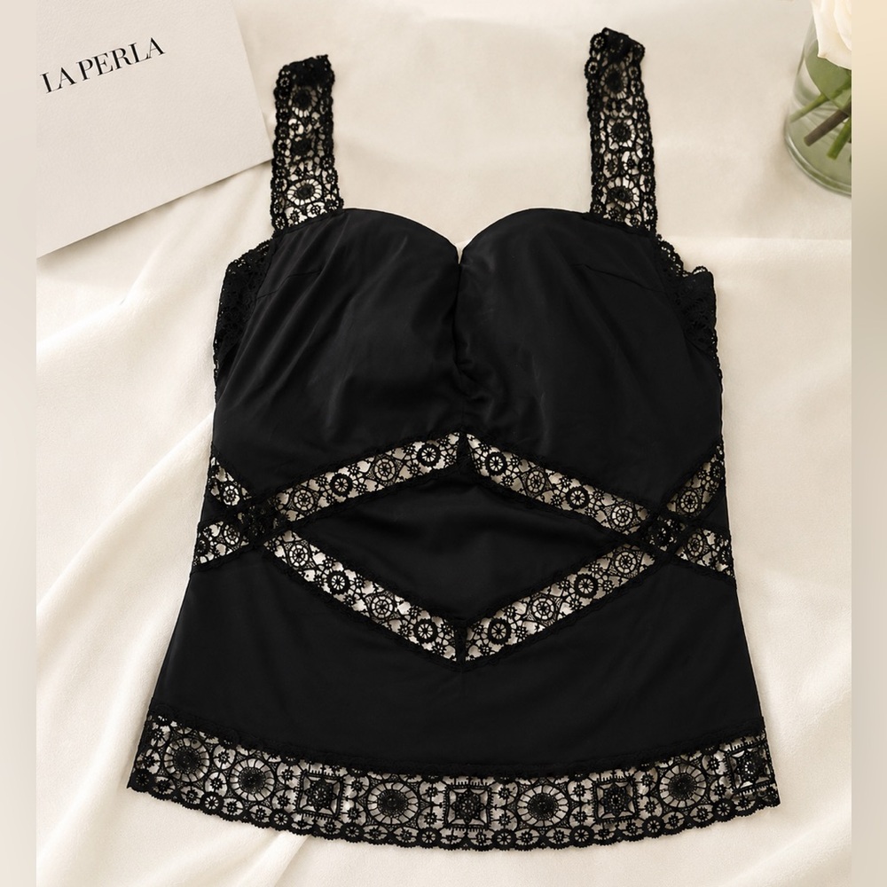 Vintage La Perla Black Lace Bustier Corset Top | IT 2 | US 34 | Small 4 | Italy